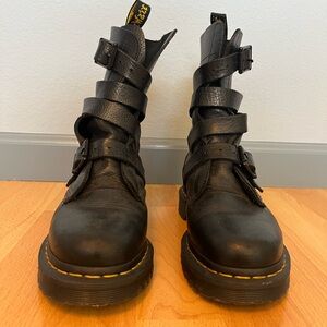 Dr. Martens Black Leather Buckle Boots
